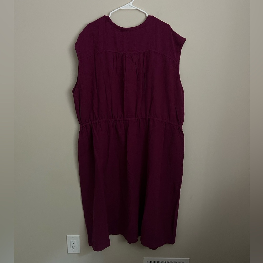 Pact Coastal Double Gauze Short Sleeve Gauzy Dress Size XXL Sangria - Picture 7 of 7